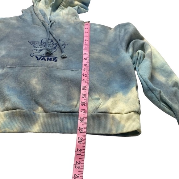 Vans Blue Tie Dyed Cropped Hoodie Sweatshirt with Cupid - Picture 6 of 7